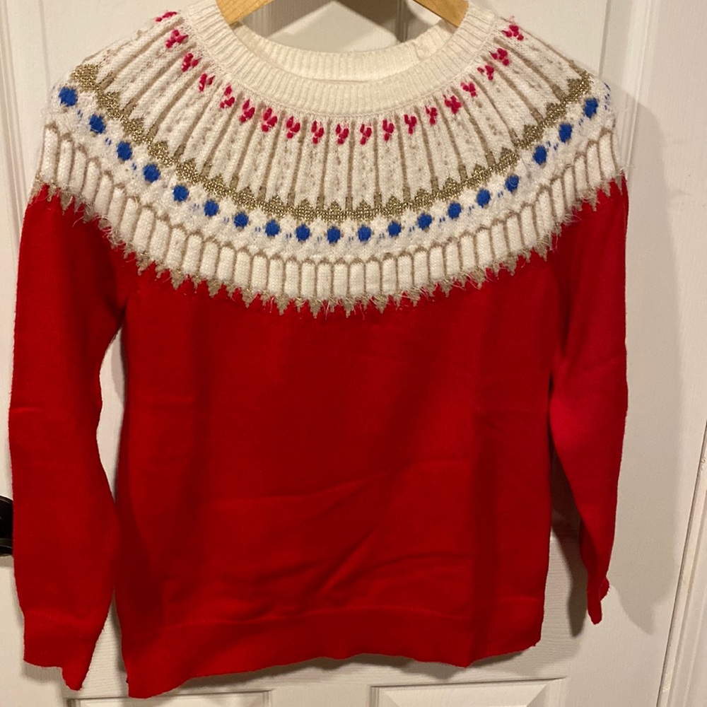 Red sweater with detail